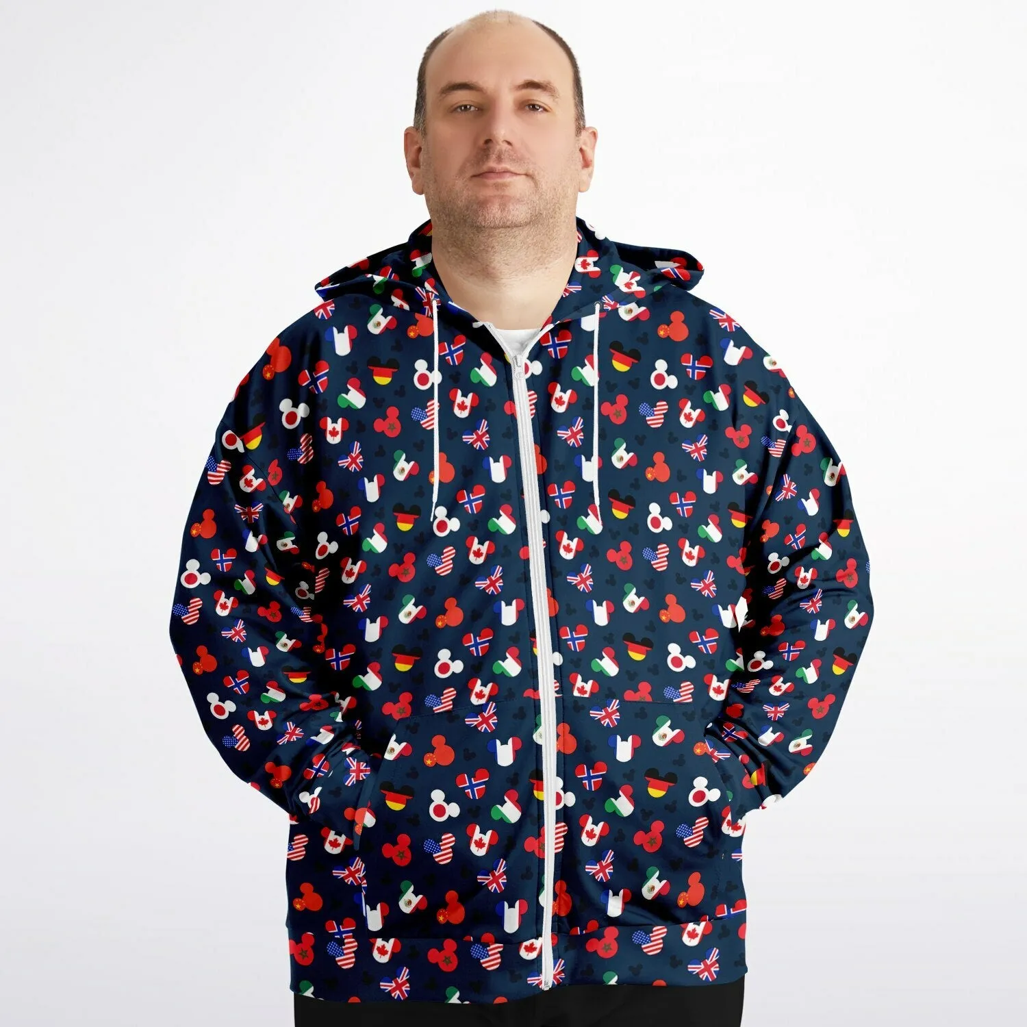 Mickey Flags Plus-size Unisex Zip Hoodie