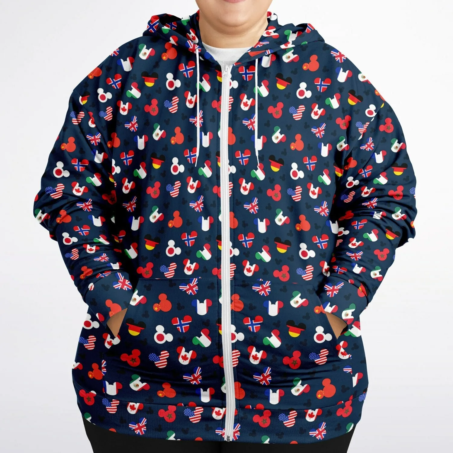 Mickey Flags Plus-size Unisex Zip Hoodie