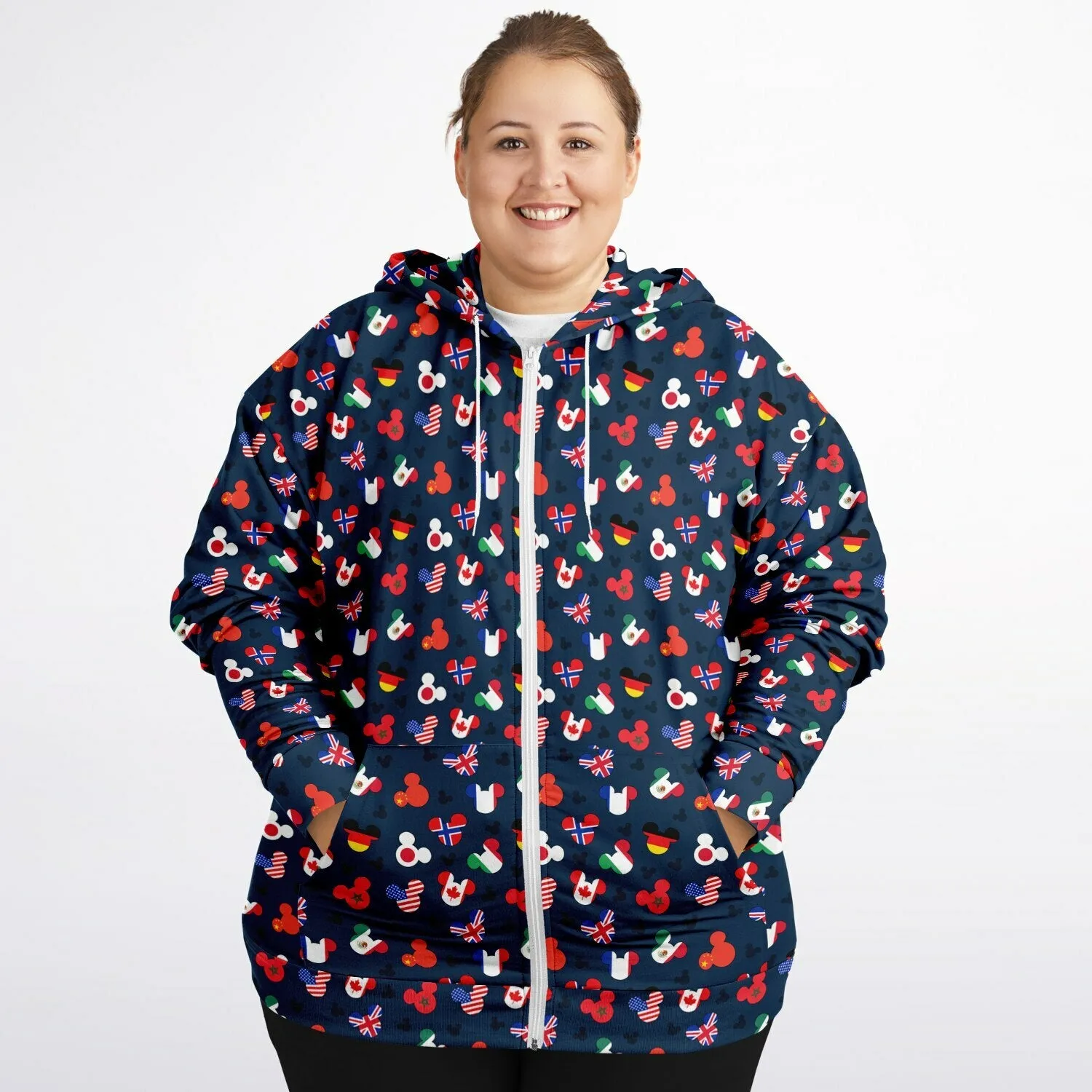 Mickey Flags Plus-size Unisex Zip Hoodie