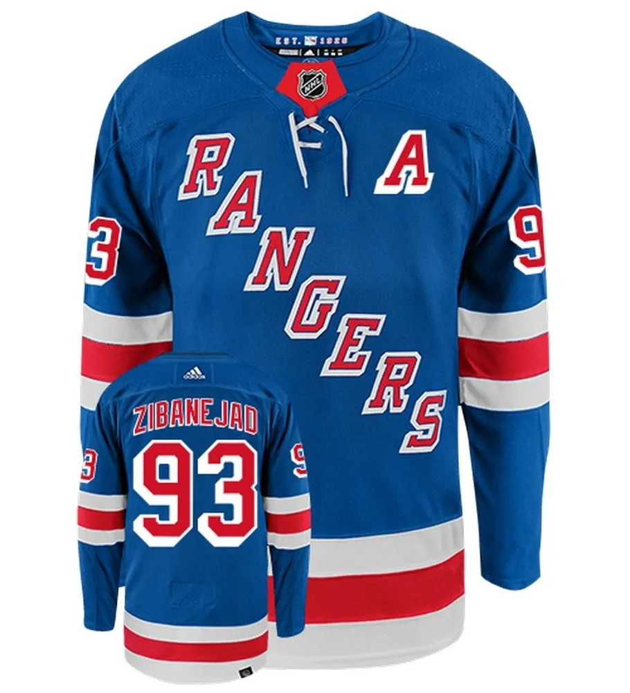 Mika Zibanejad New York Rangers Adidas Primegreen Authentic NHL Hockey Jersey     