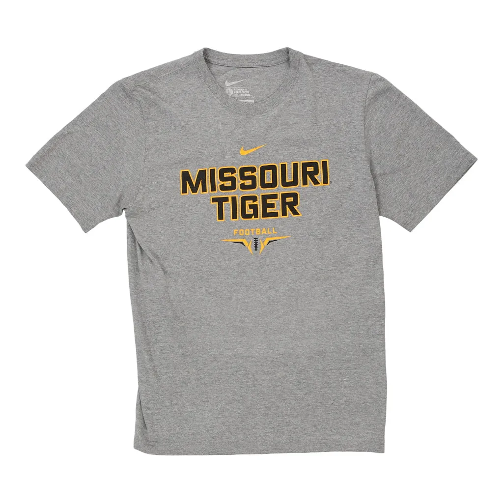 Missouri Tiger Football Nike Graphic T-Shirt - Large Grey Cotton