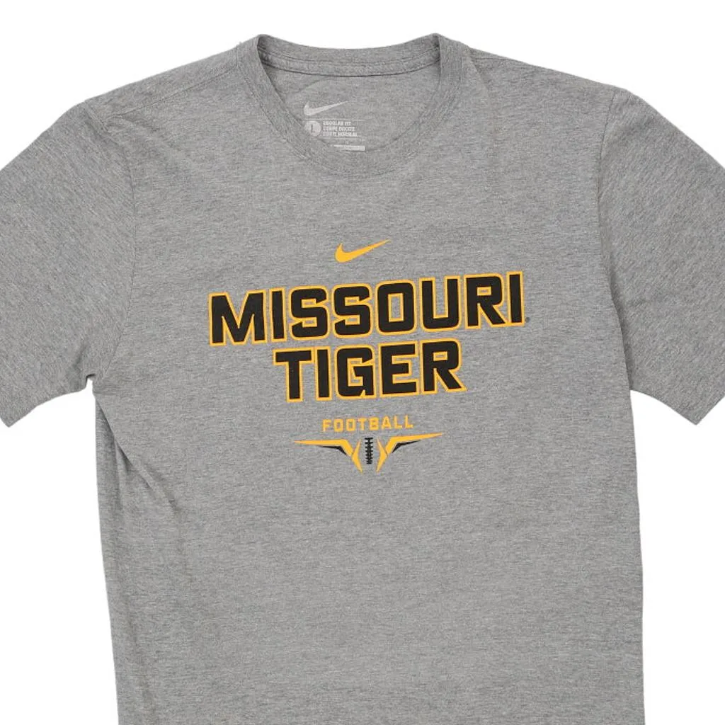 Missouri Tiger Football Nike Graphic T-Shirt - Large Grey Cotton