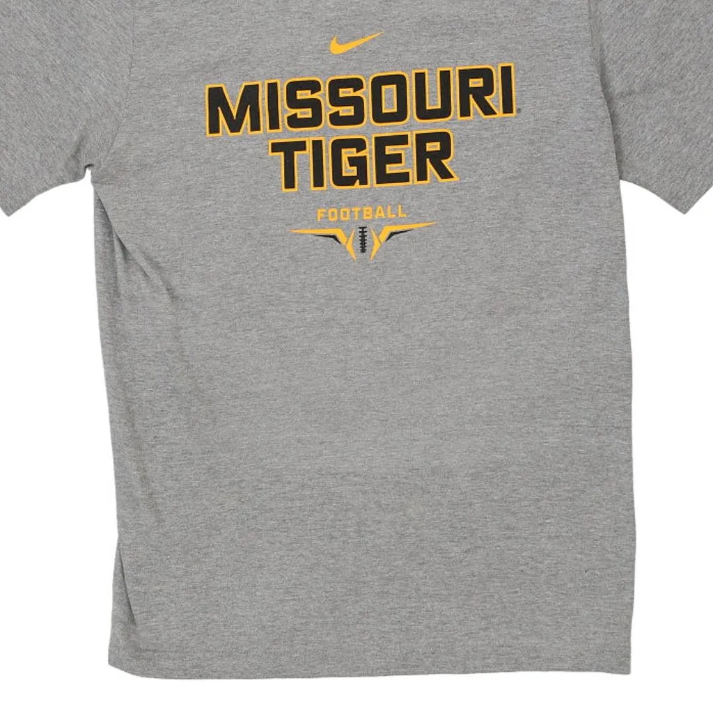 Missouri Tiger Football Nike Graphic T-Shirt - Large Grey Cotton