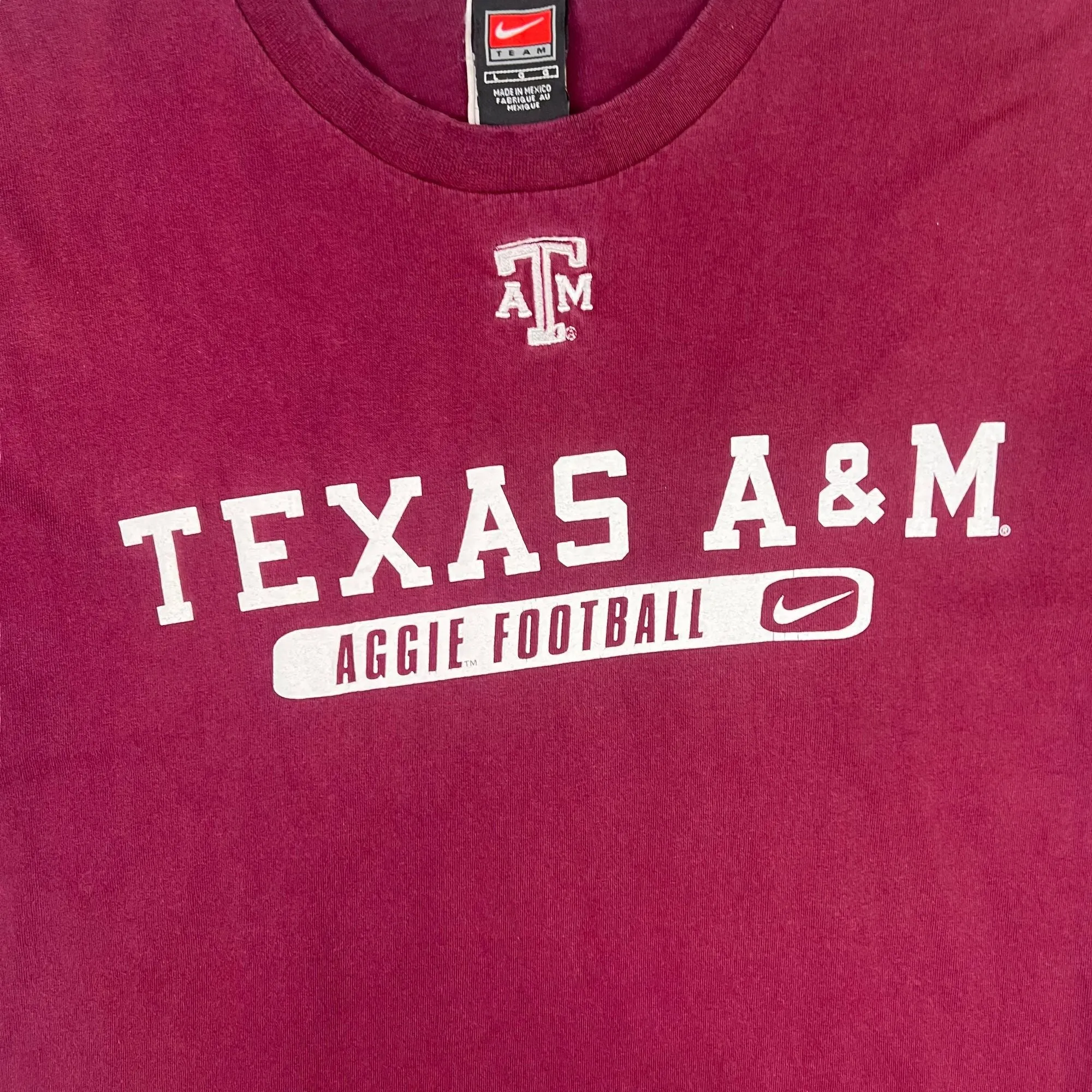 Nike 90's Texas A&M Aggie Football Graphic T-shirt Maroon