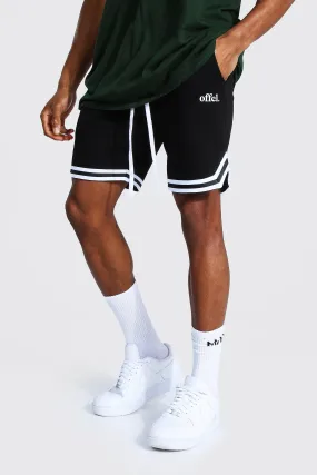 Offcl Basketball Jersey Shorts With Tape | boohooMAN UK