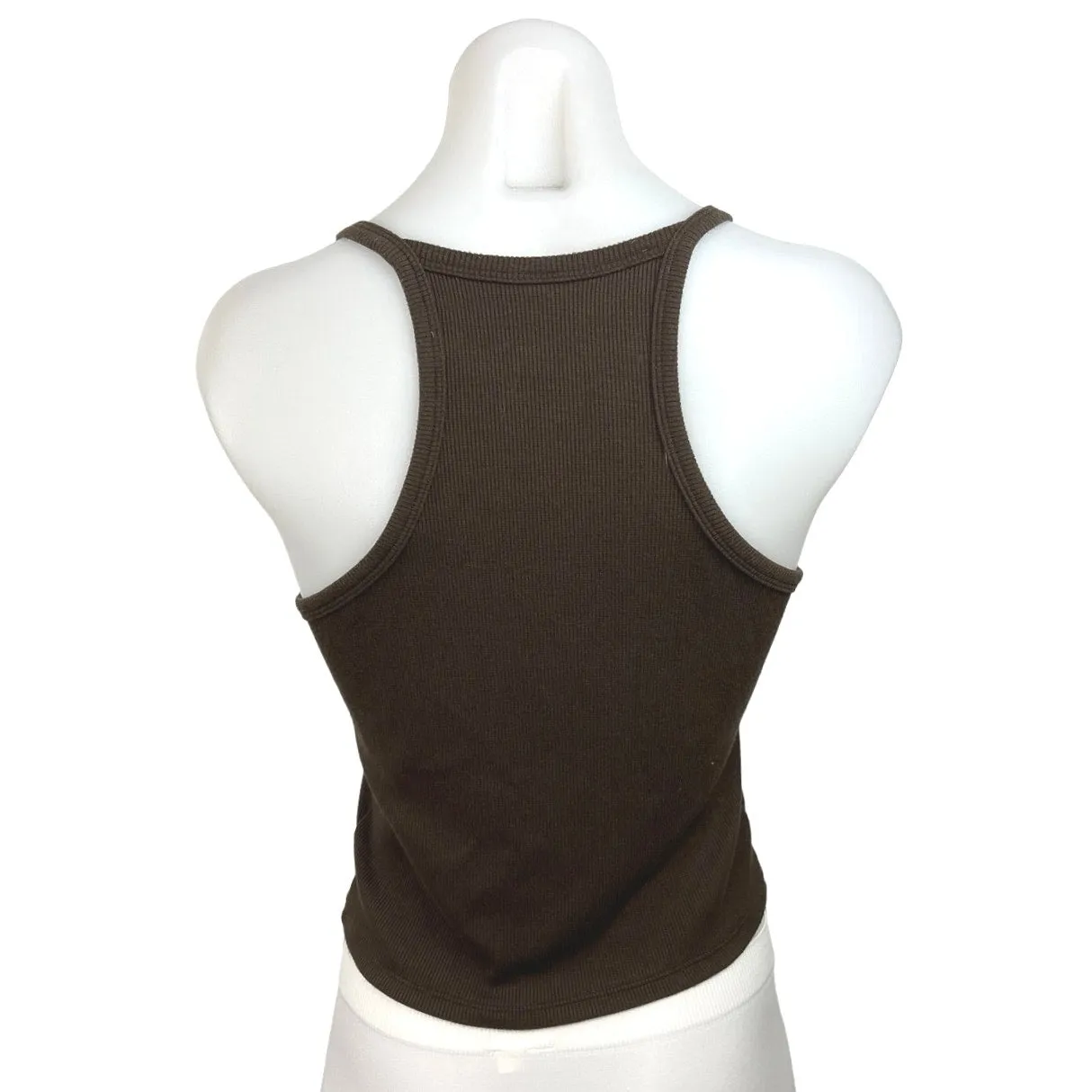 Outdoor Voices Brown Ribbed Knit Sleeveless Racer Back Cropped Tank Top Size M