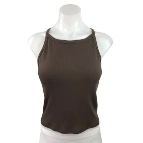 Outdoor Voices Brown Ribbed Knit Sleeveless Racer Back Cropped Tank Top Size M