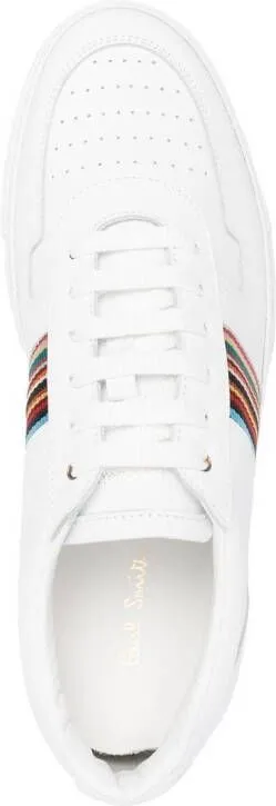 Paul Smith Fermi artist-stripe leather sneakers White