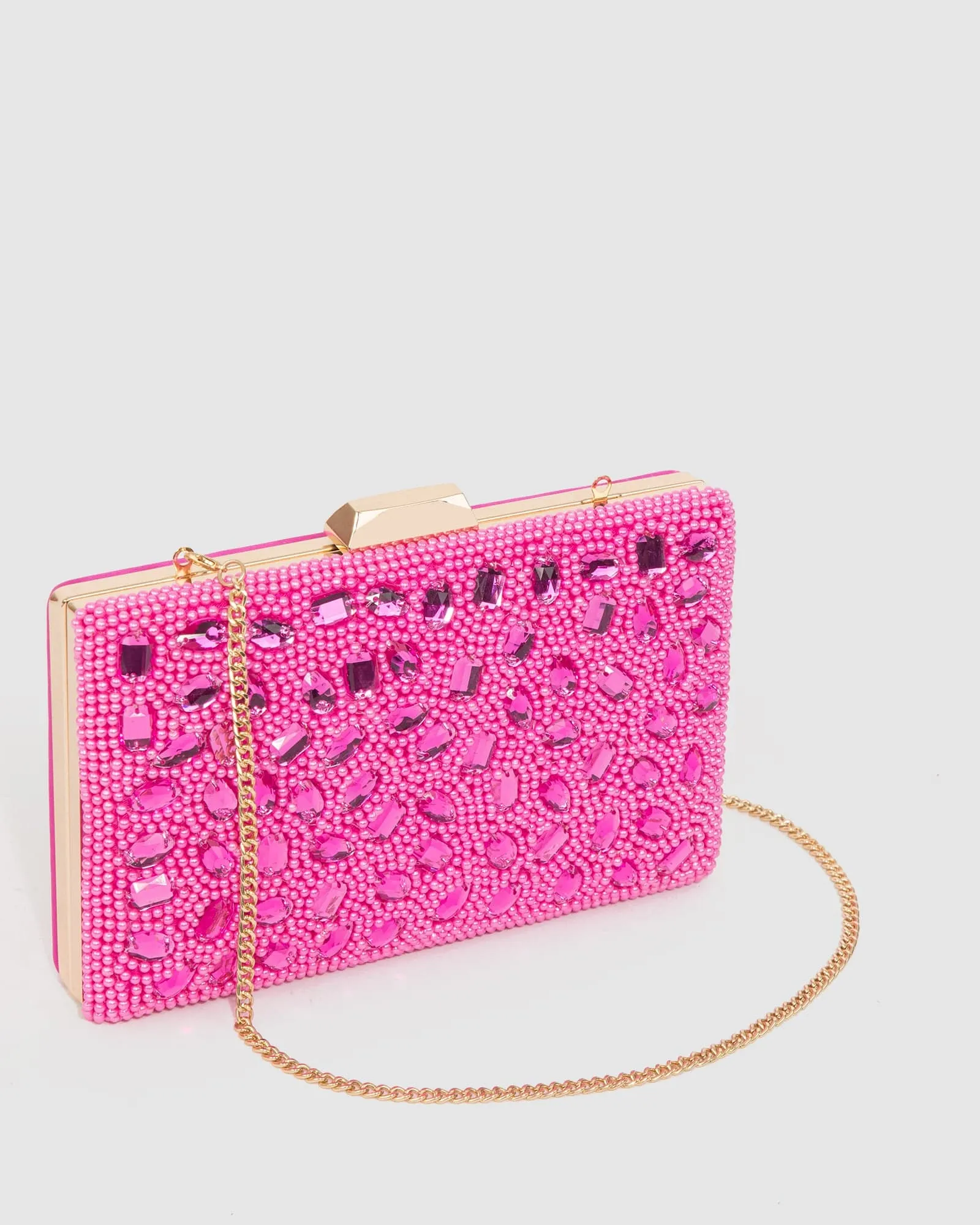 Pink Lienke Beaded Clutch Bag