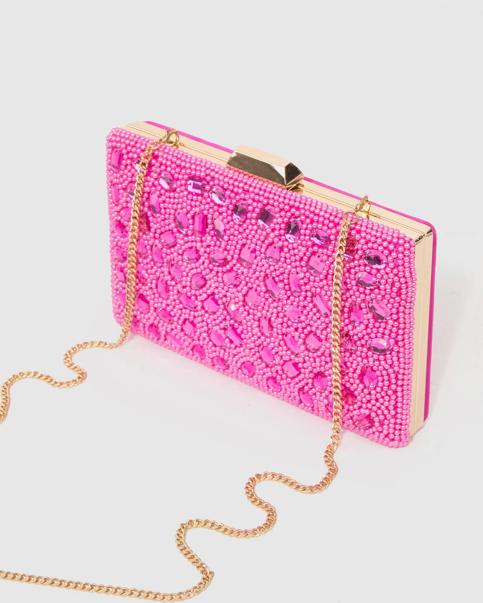 Pink Lienke Beaded Clutch Bag