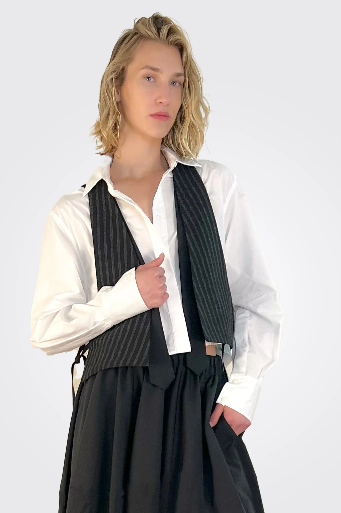 Pinstripe Vest - Nero