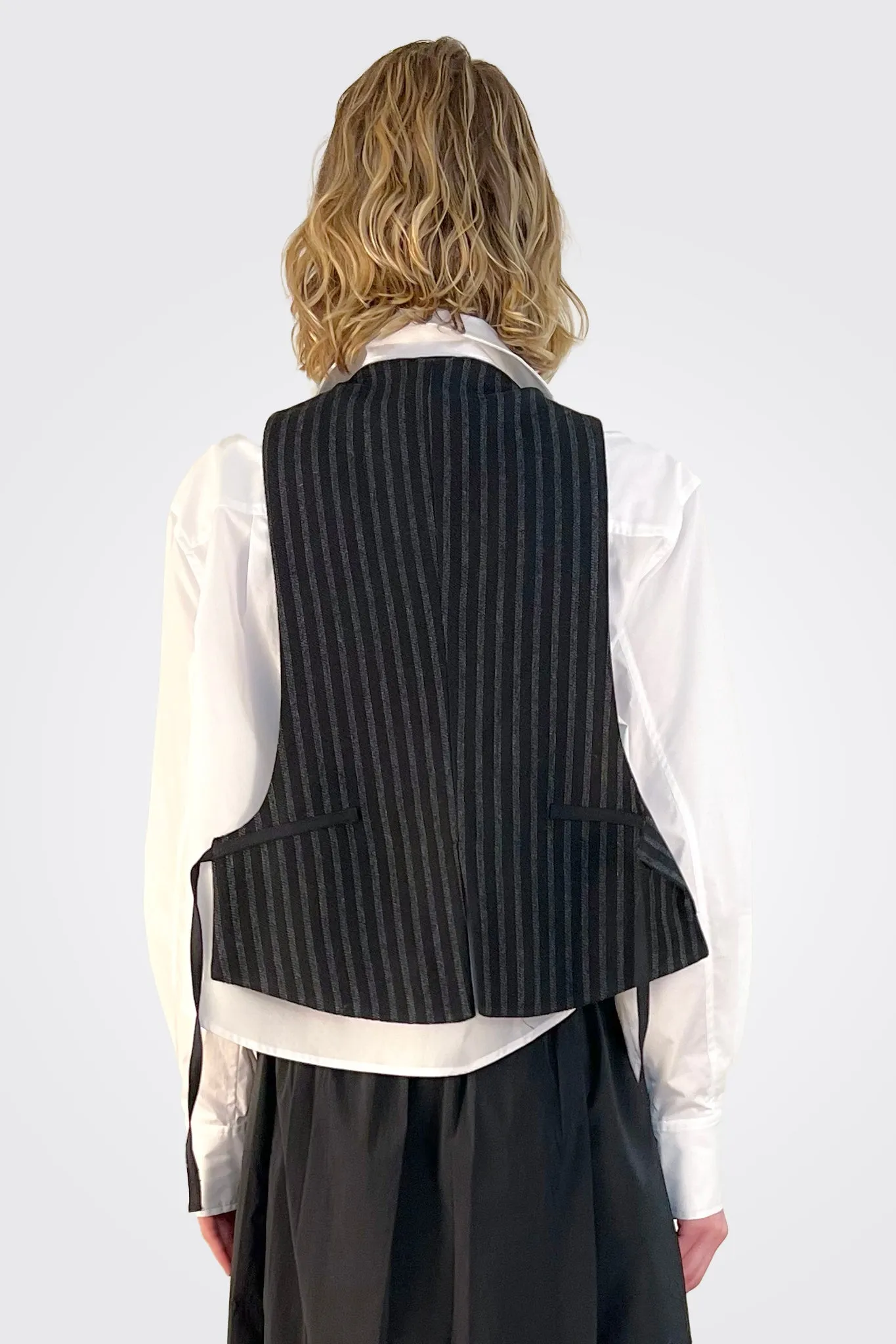 Pinstripe Vest - Nero