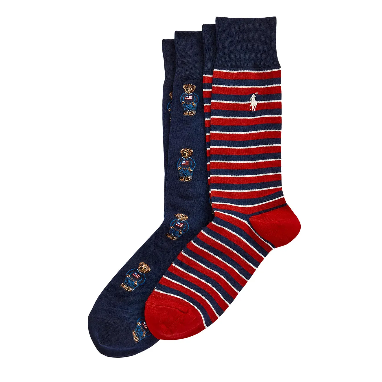 Polo Ralph Lauren Polo Bear Trouser Sock 2-Pack Navy Bear/Stripe