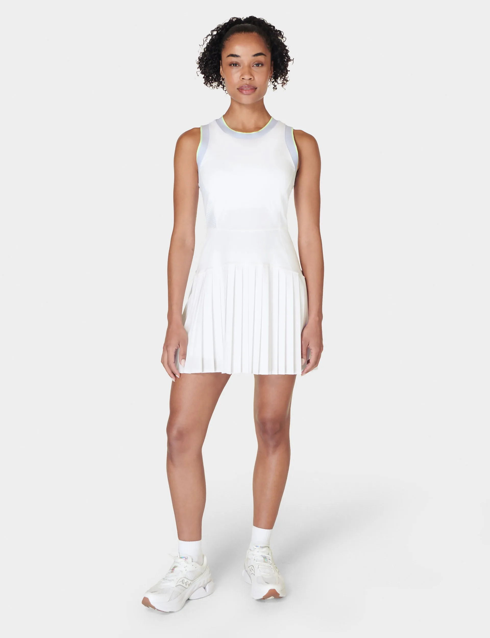 Power Ace Mix Pleat Tennis Dress - White