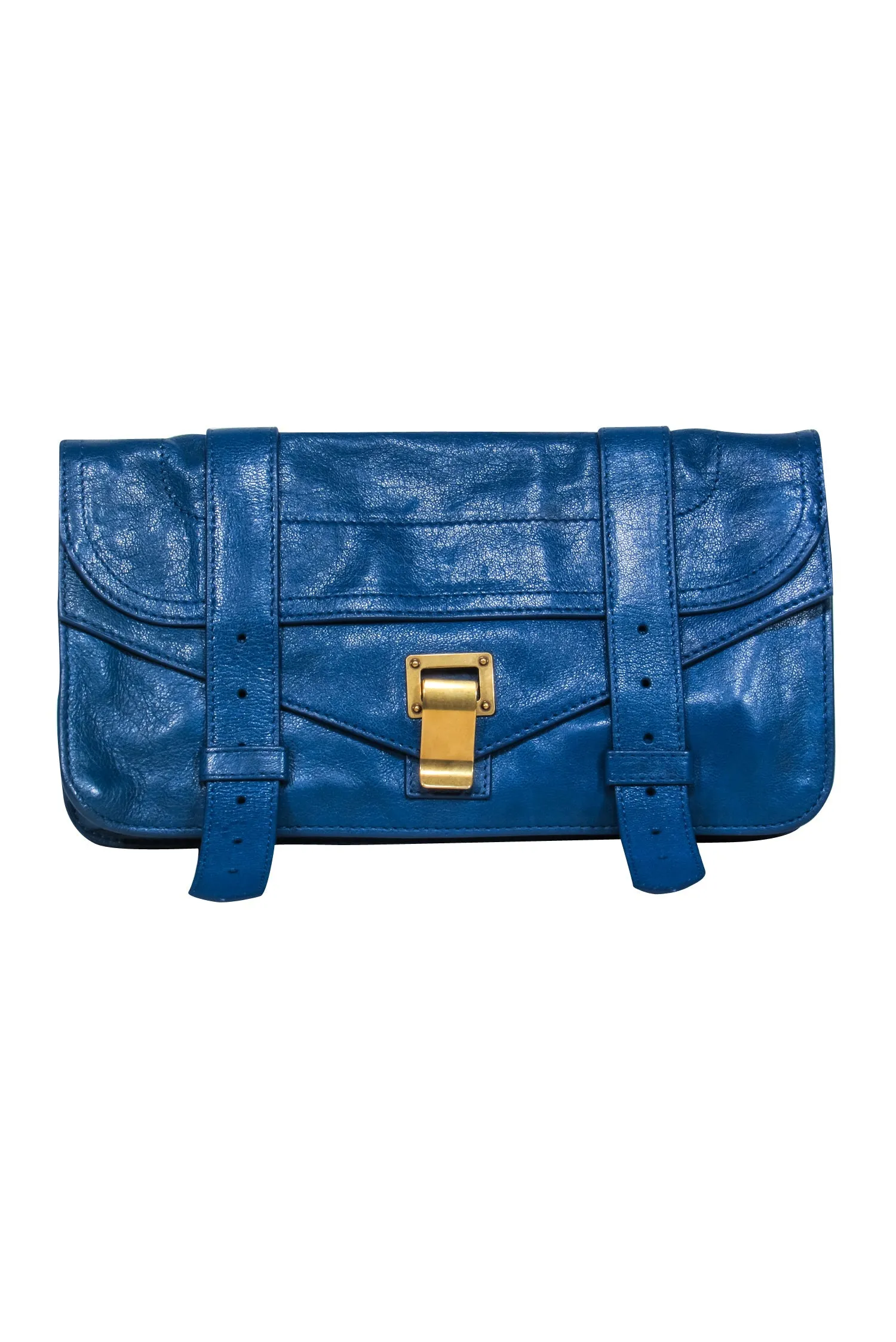 Proenza Schouler - Blue Leather Clasp Front Clutch