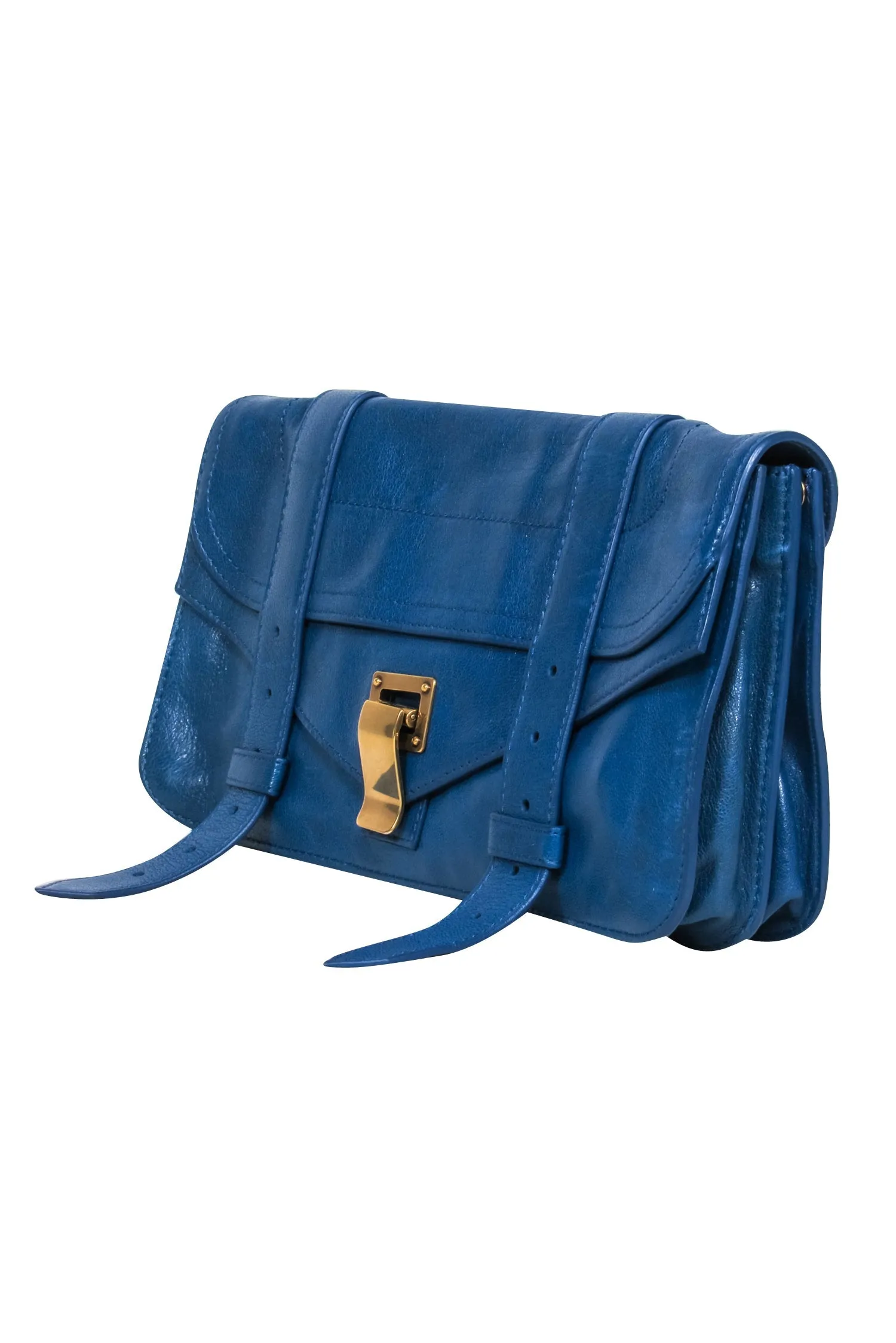 Proenza Schouler - Blue Leather Clasp Front Clutch