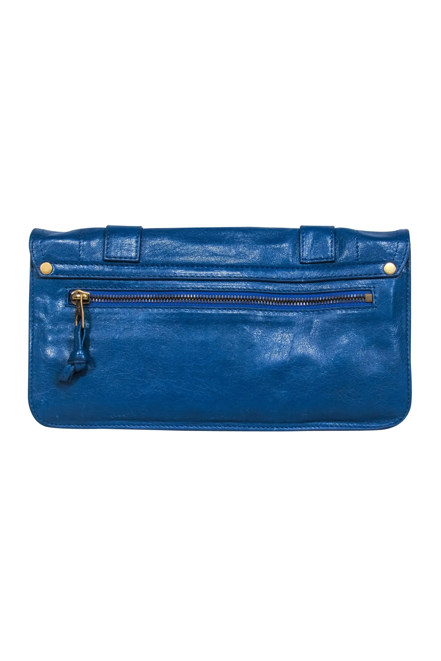 Proenza Schouler - Blue Leather Clasp Front Clutch