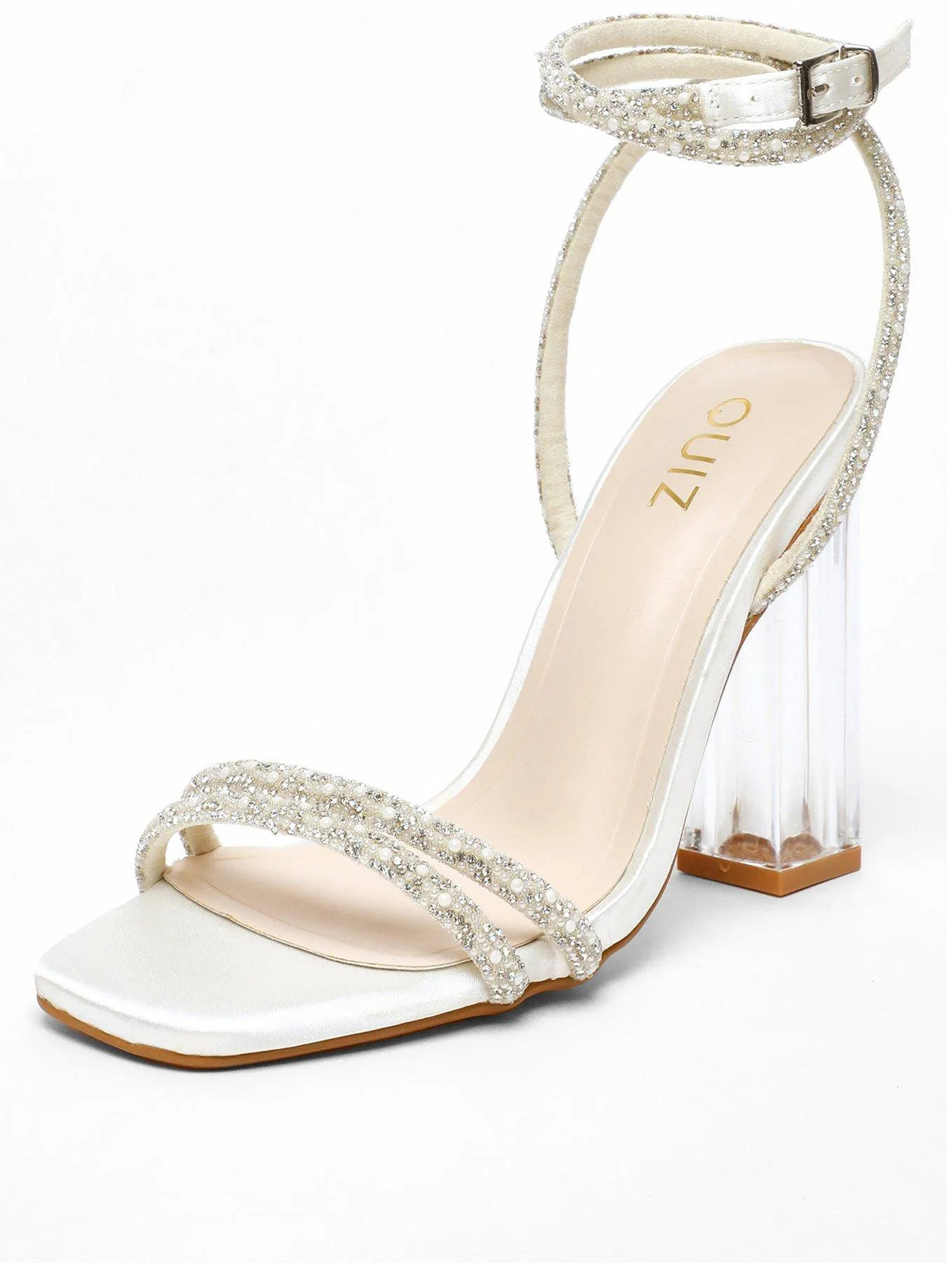 Quiz Bridal Diamante Pearl Clear Heeled Sandals