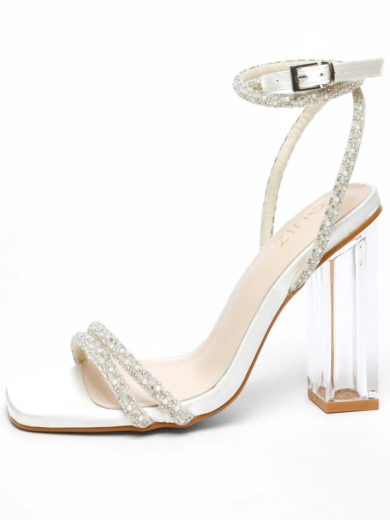 Quiz Bridal Diamante Pearl Clear Heeled Sandals