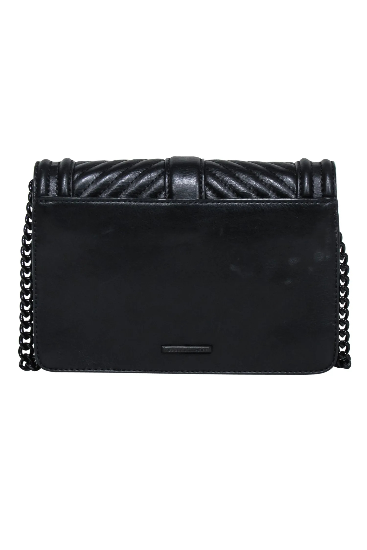 Rebecca Minkoff - Black Chevron Front Leather Crossbody Bag