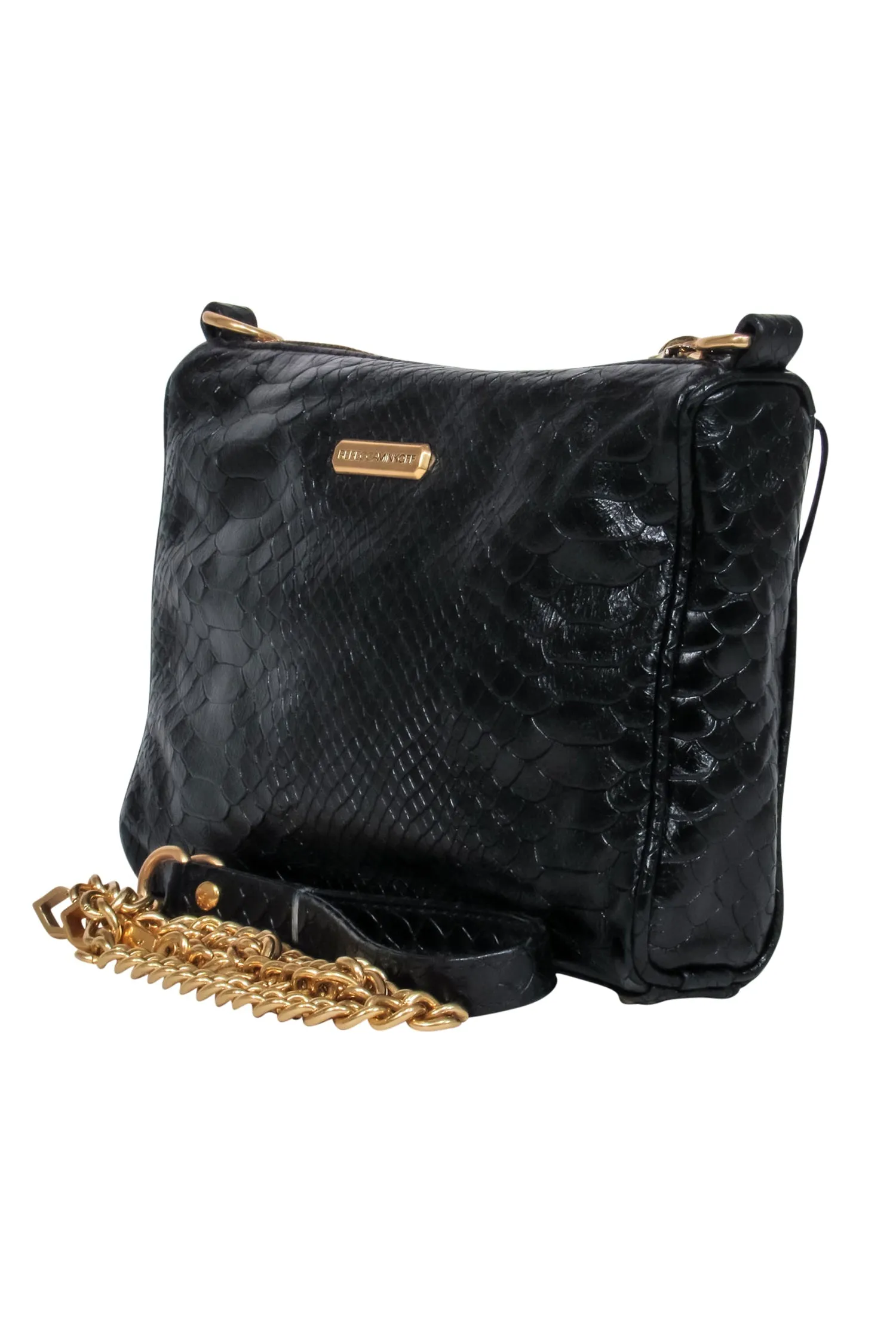 Rebecca Minkoff - Black Embossed Crocodile Leather Crossbody Bag