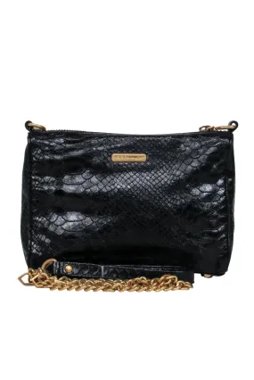 Rebecca Minkoff - Black Embossed Crocodile Leather Crossbody Bag