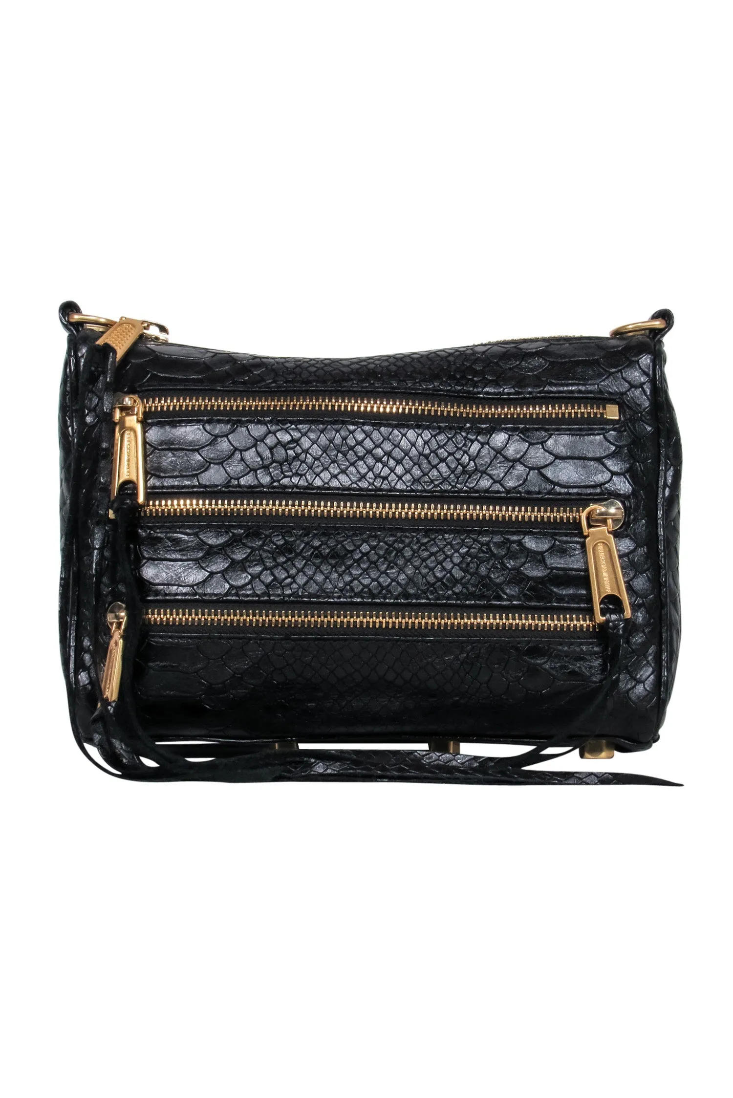 Rebecca Minkoff - Black Embossed Crocodile Leather Crossbody Bag