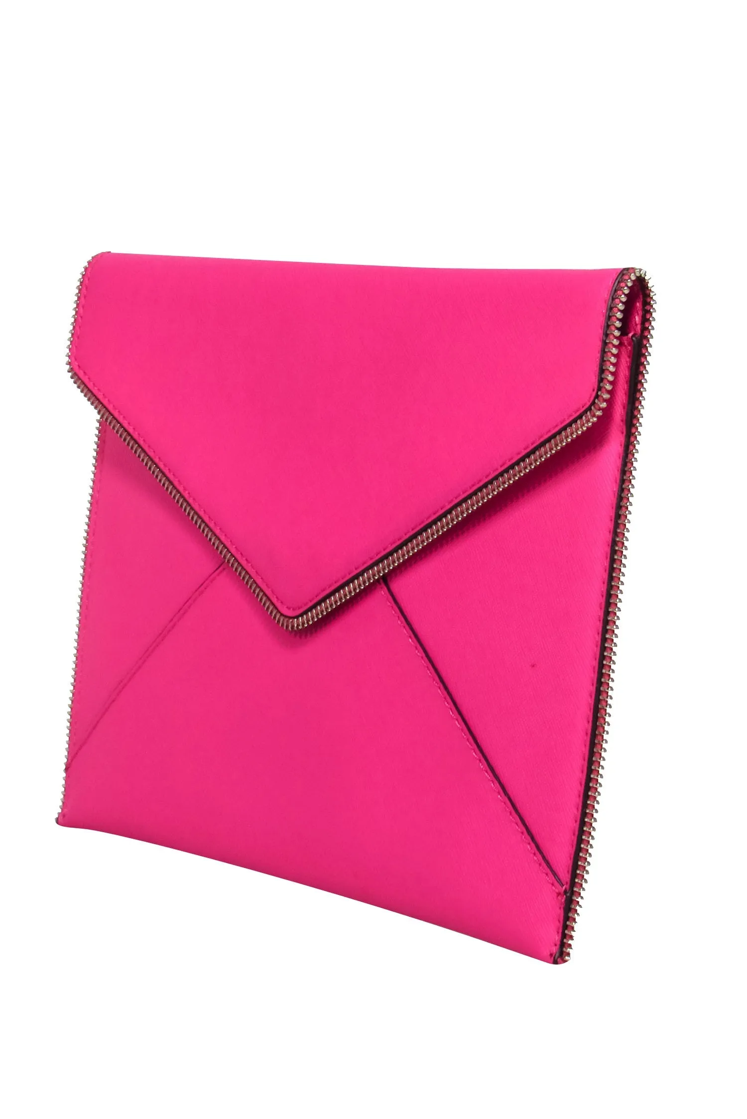 Rebecca Minkoff - Hot Pink Envelope Clutch w/ Zipper Trim