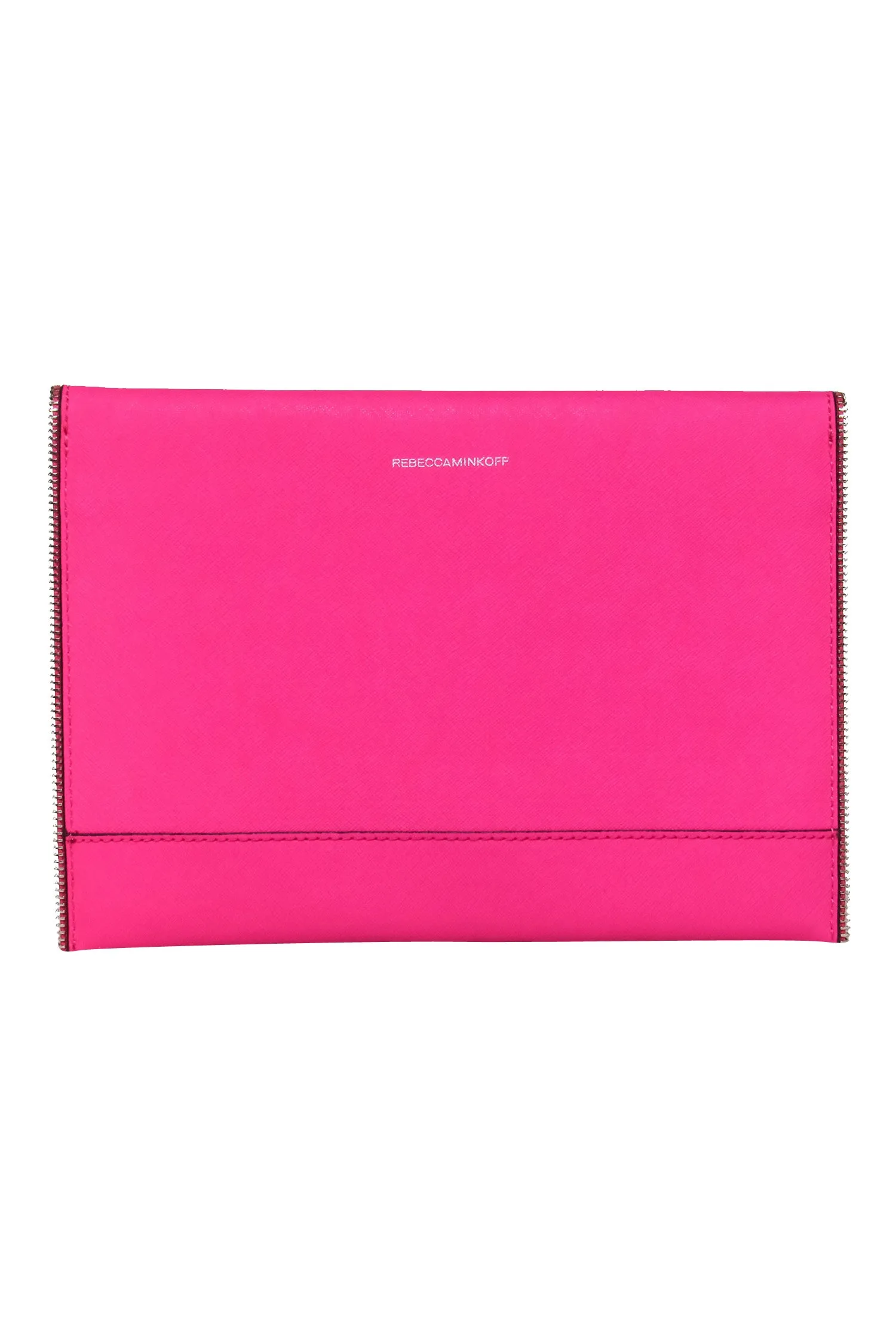 Rebecca Minkoff - Hot Pink Envelope Clutch w/ Zipper Trim