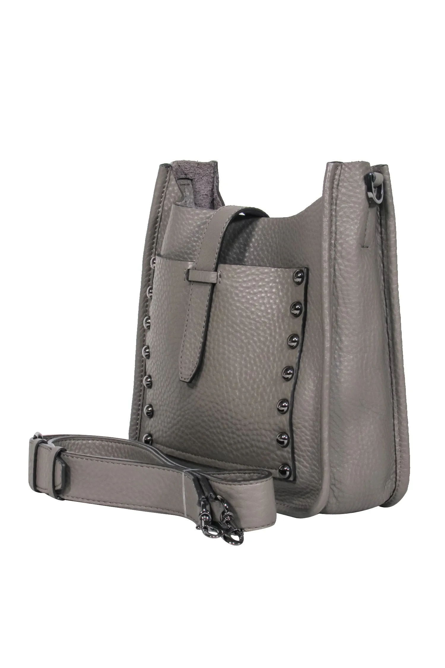 Rebecca Minkoff - Taupe Grey Leather Large Studded Crossbody Bag