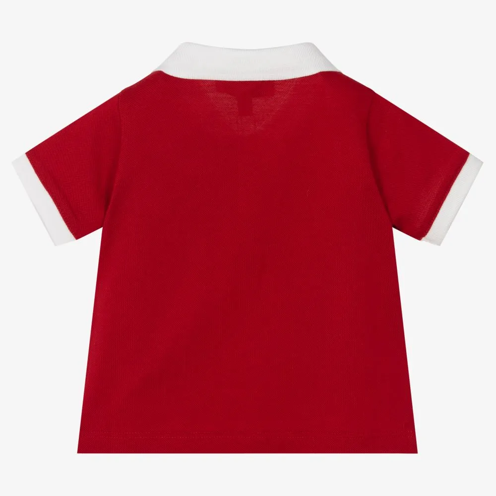 Red Cotton Logo Polo Shirt