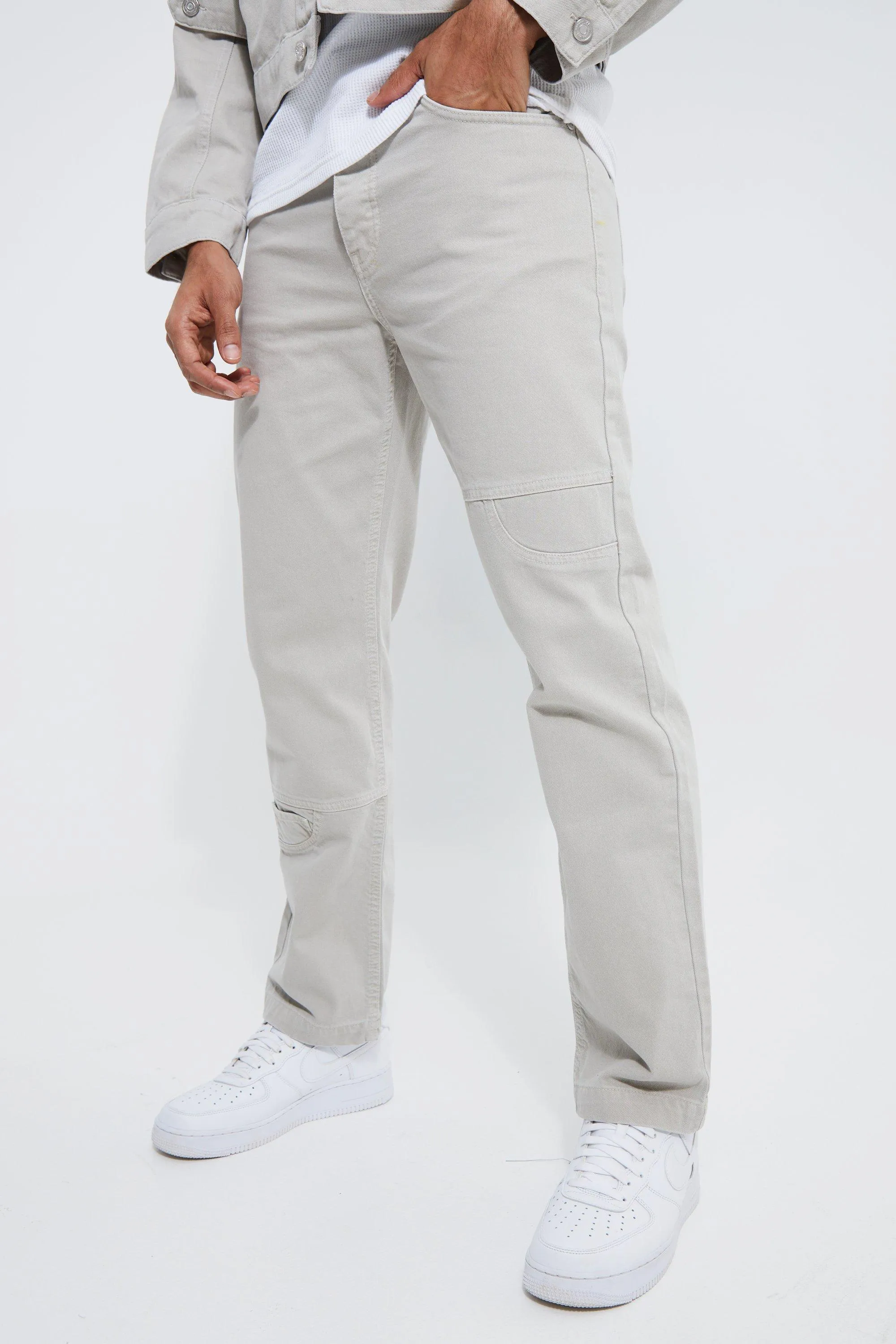 Relaxed Fit Overdyed Panel Jeans