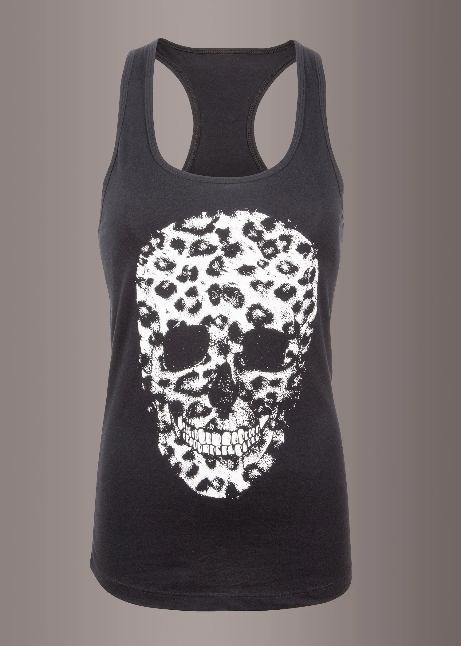 Renegade Leopard Print Skull Tank Top Sleeveless T-Shirt