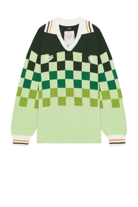 rice nine ten Knitting Checkered Soccer Jersey