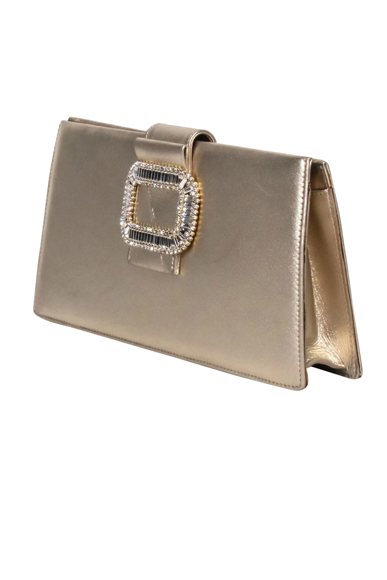 Roger Vivier - Gold Metallic Clutch w/ Jewel Front Detail