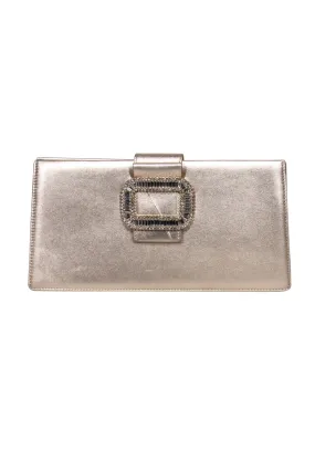 Roger Vivier - Gold Metallic Clutch w/ Jewel Front Detail