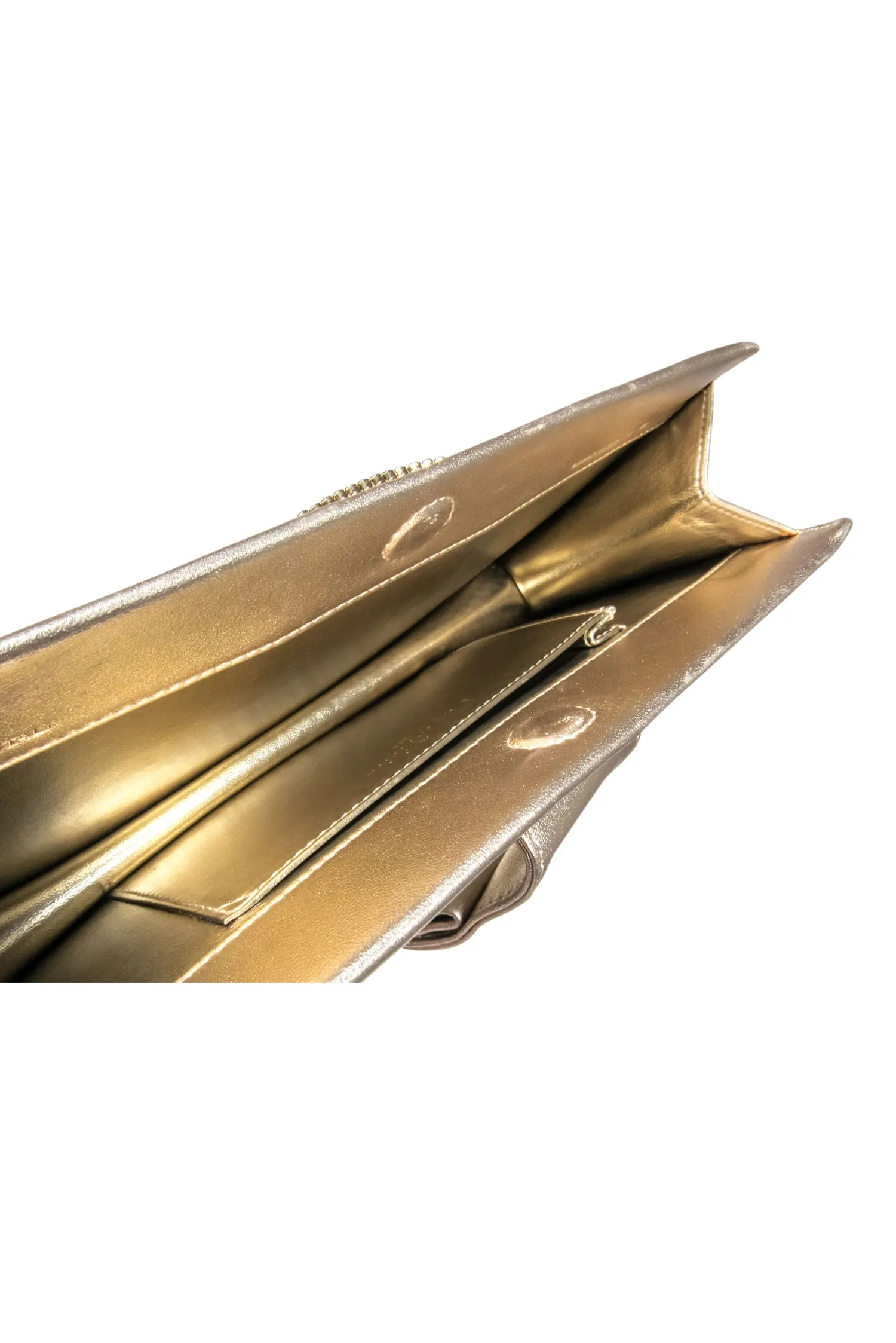 Roger Vivier - Gold Metallic Clutch w/ Jewel Front Detail