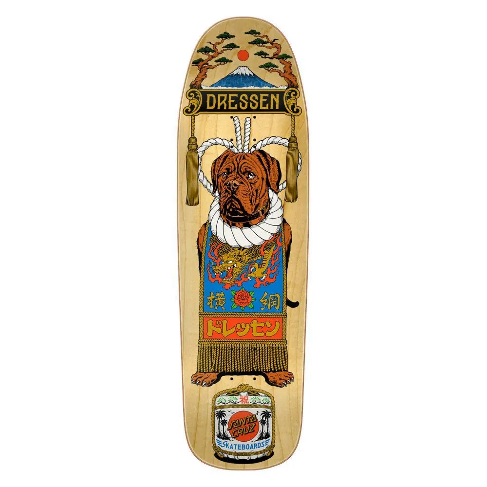 Santa Cruz Shaped Skateboard Deck Dressen Sumo Dog Multi 9.3