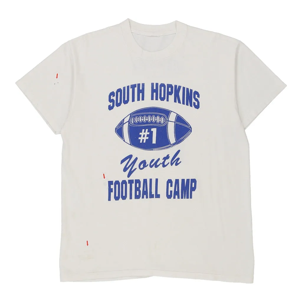 Single Stitch South Hopkins Football Club Unbranded Graphic T-Shirt - Large White Cotton