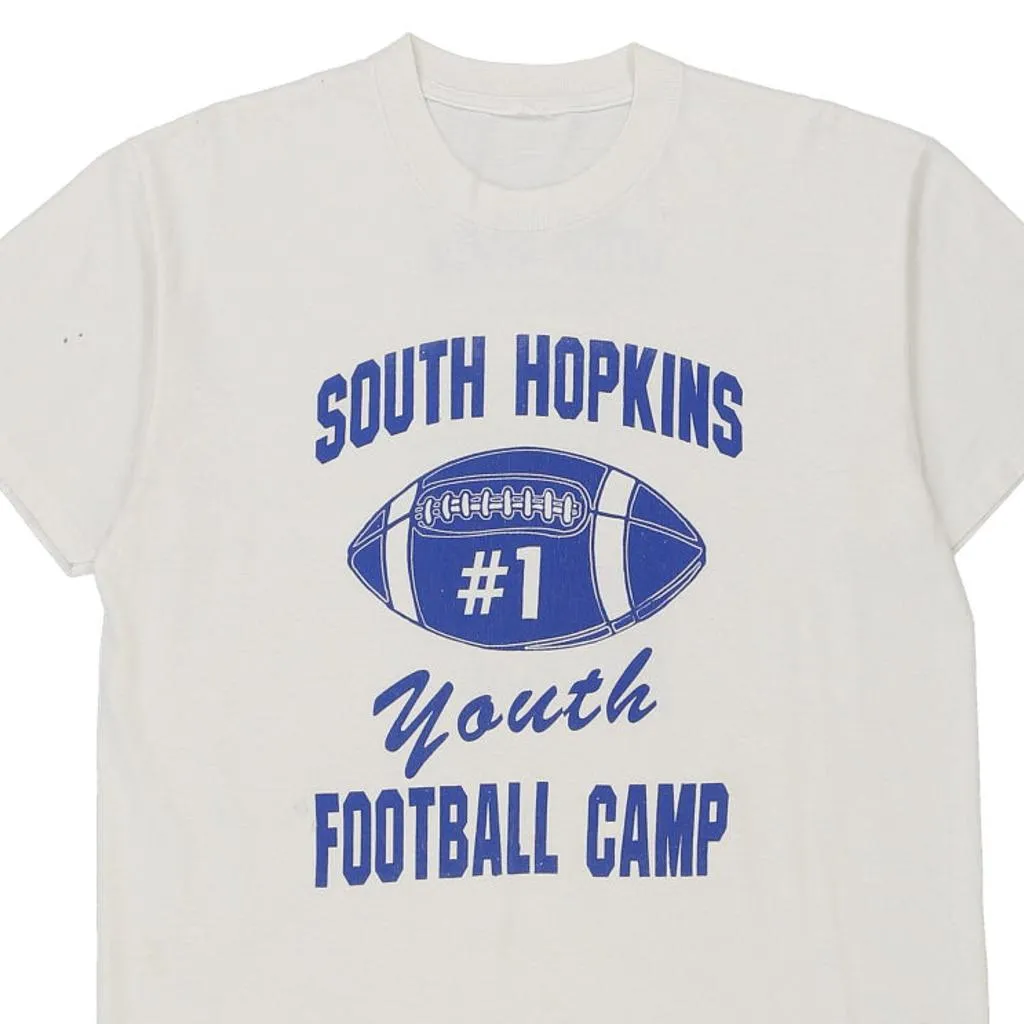 Single Stitch South Hopkins Football Club Unbranded Graphic T-Shirt - Large White Cotton