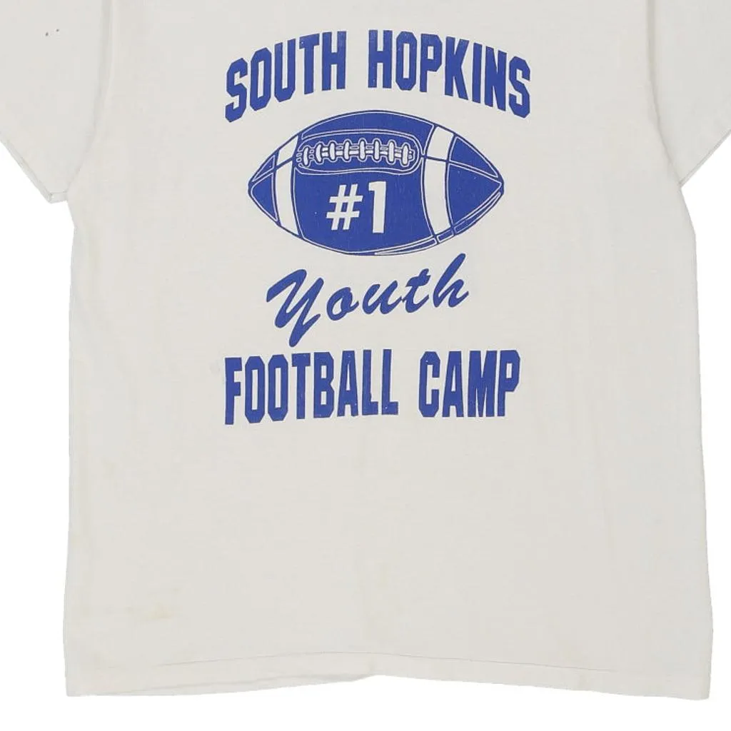 Single Stitch South Hopkins Football Club Unbranded Graphic T-Shirt - Large White Cotton