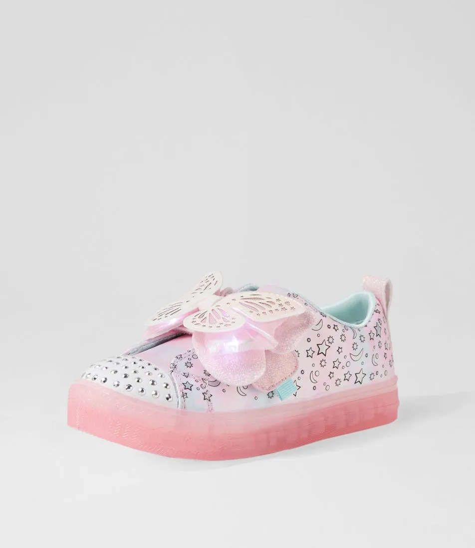 SKECHERS Shuffle Brights Light Pink Multi Fabric Sneakers