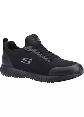 Skechers Work Relaxed Fit Mens Black Slip Resistant Squad SR Myton Trainers | Kaleidoscope