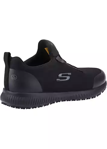 Skechers Work Relaxed Fit Mens Black Slip Resistant Squad SR Myton Trainers | Kaleidoscope