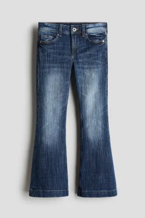 Slim Fit Flared Leg Jeans - Regular waist - Long - Dark denim blue - Kids | H&M GB