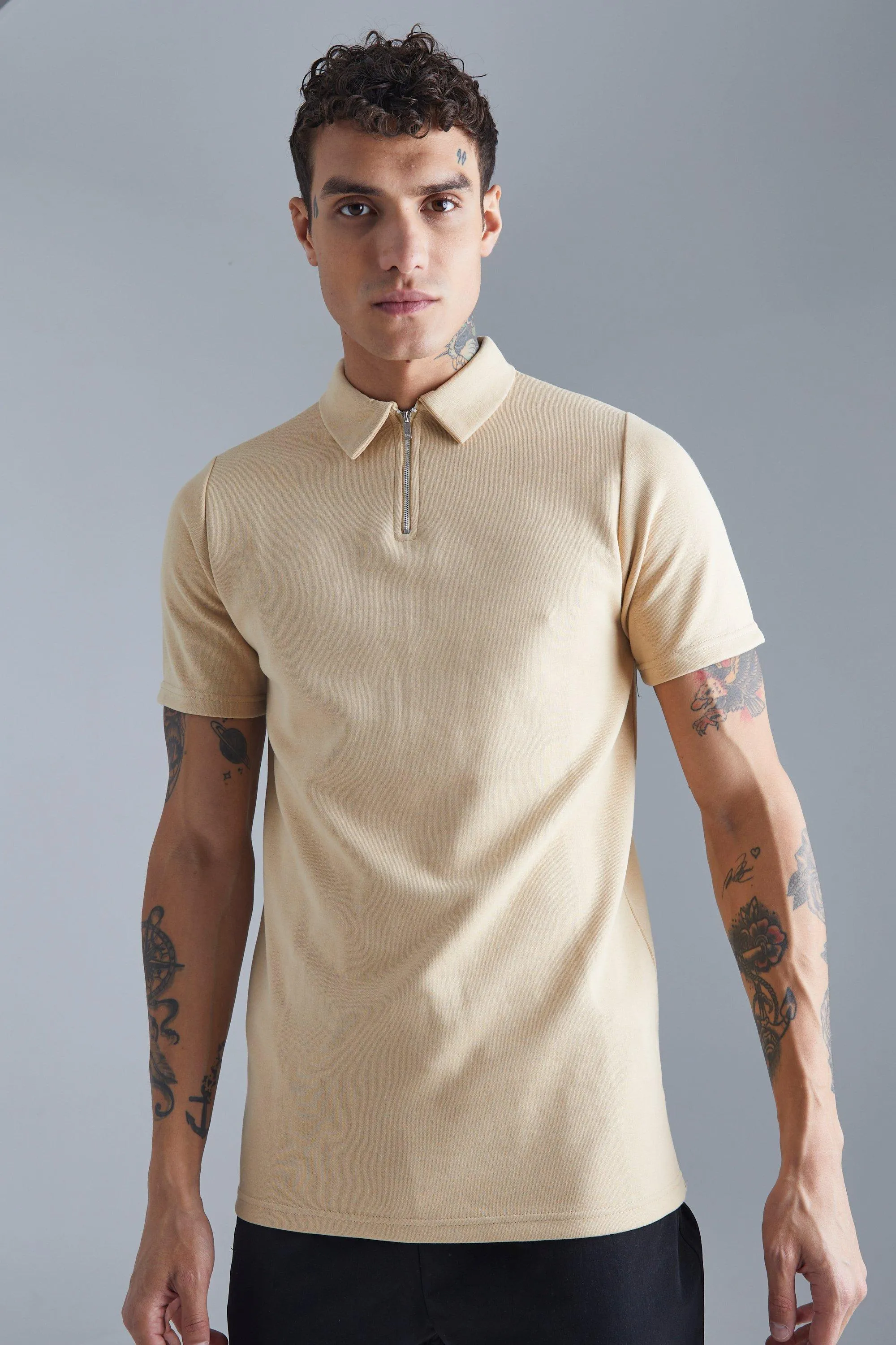 Slim Interlock Polo | boohooMAN UK