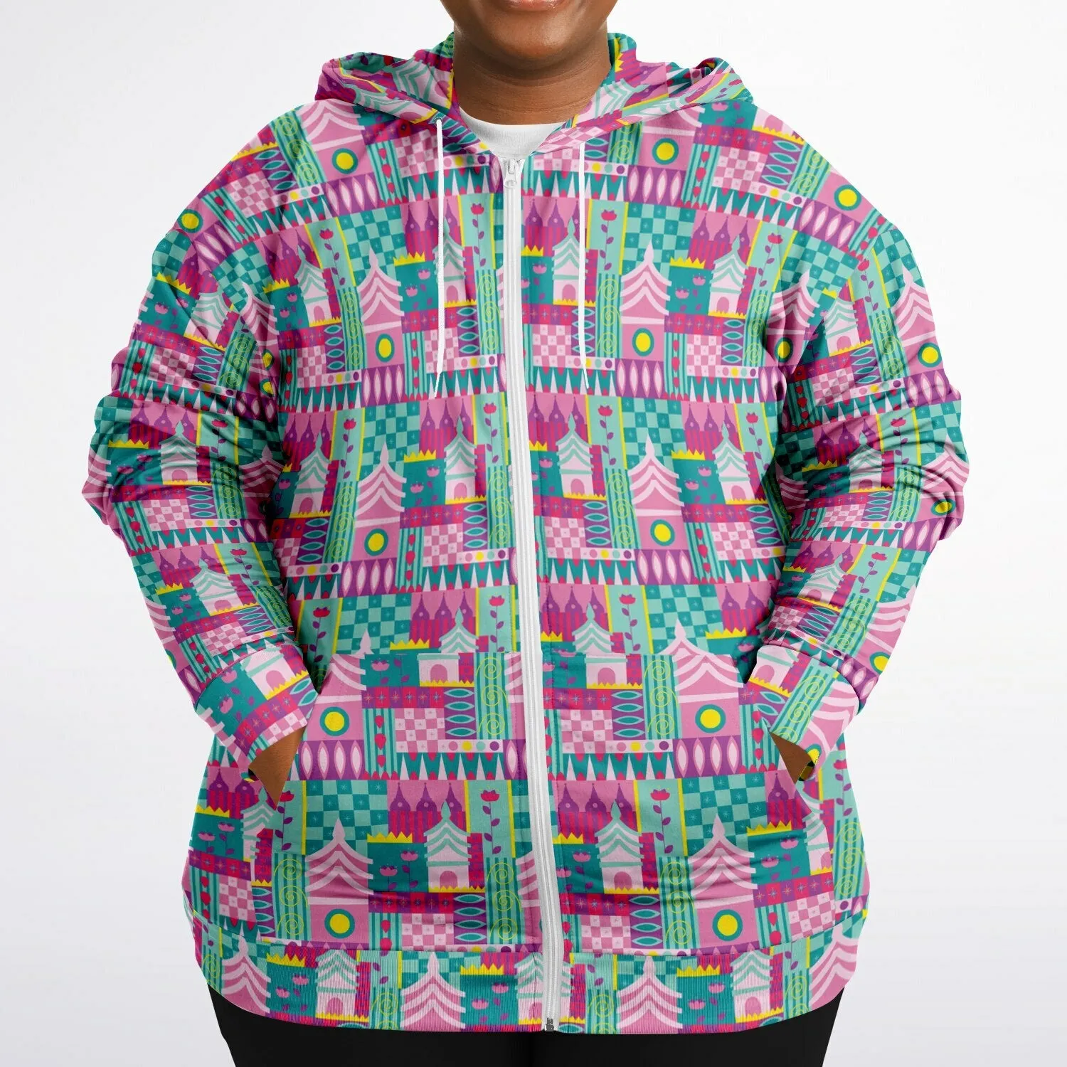 Small World Plus-size Unisex Zip Hoodie