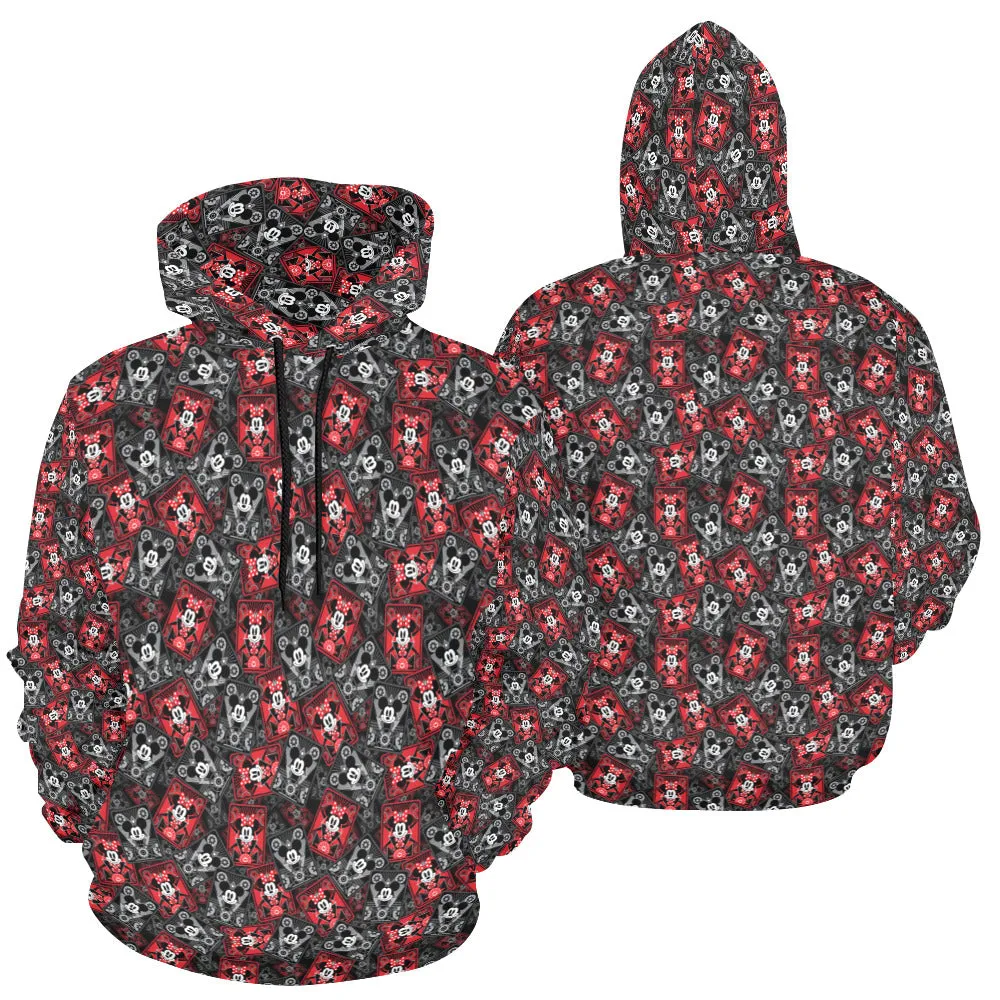 Steamboat Mickey And Minne Cards Hoodie for Women