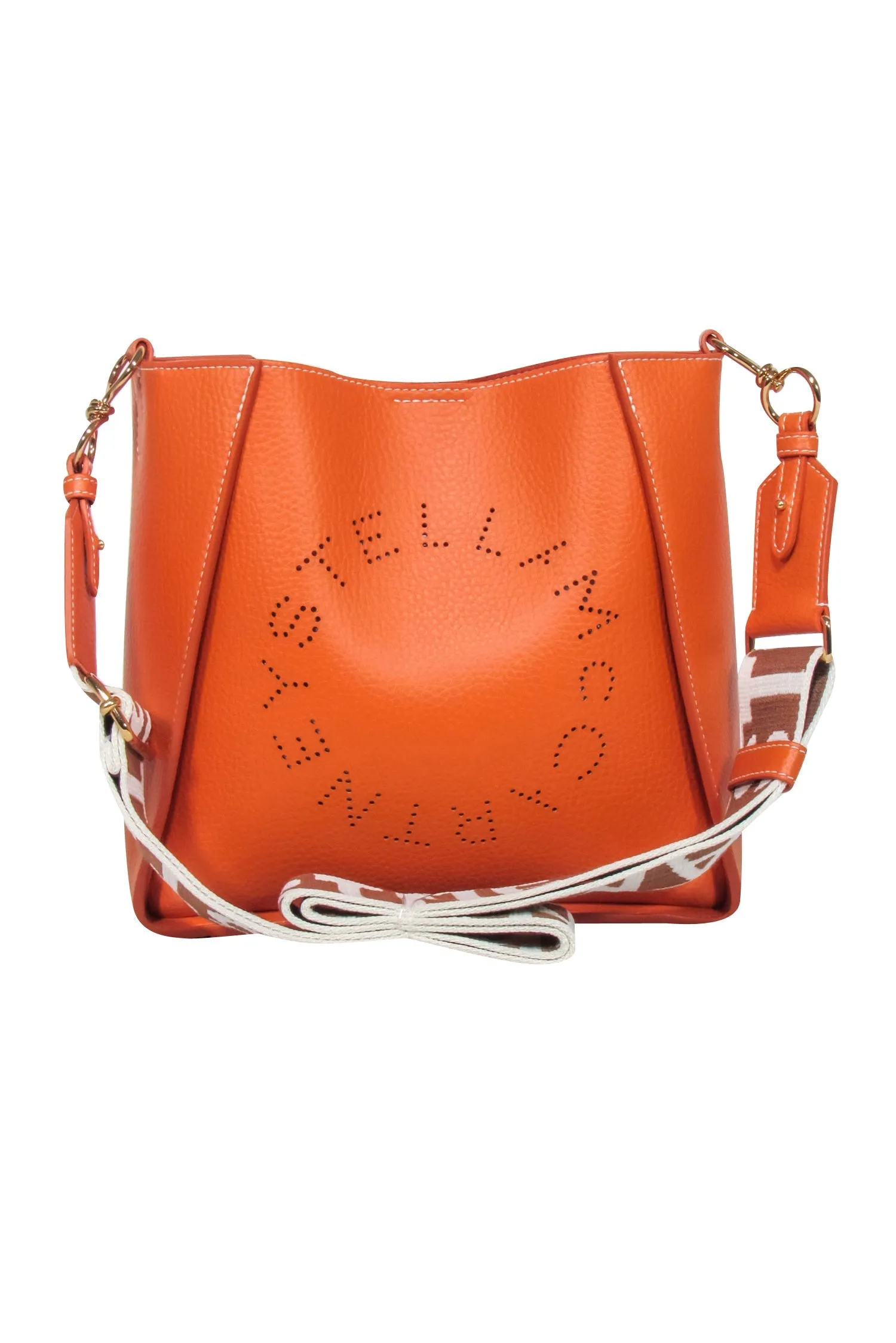 Stella McCartney - Orange Mini Embossed Grainy Mat Faux Leather Crossbody Bag