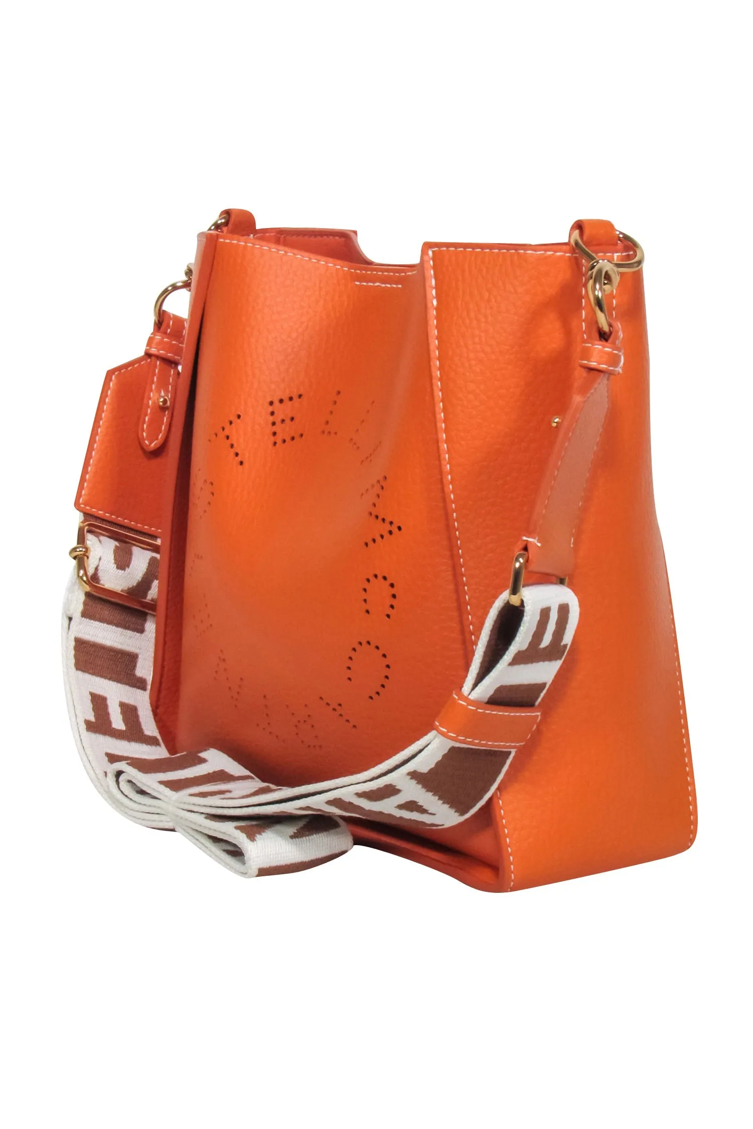 Stella McCartney - Orange Mini Embossed Grainy Mat Faux Leather Crossbody Bag